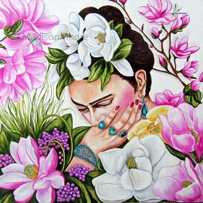 Frida Kahlo Art Print on Paper - Thoughts of My Life by k Madison Moore - image1